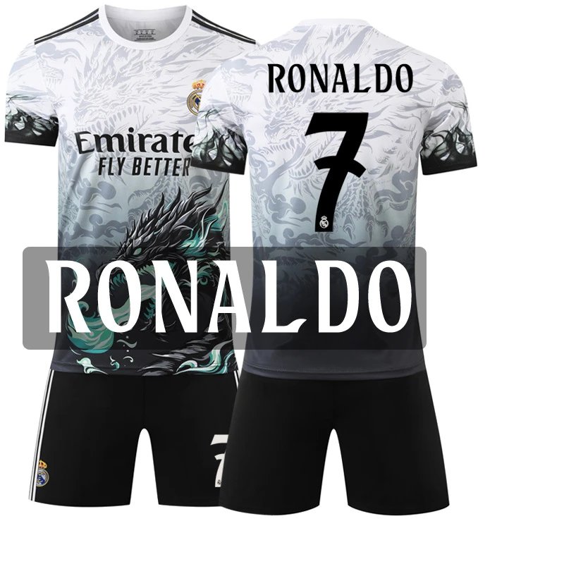 Real Madrid black football jersey in retro sports style - Image 23
