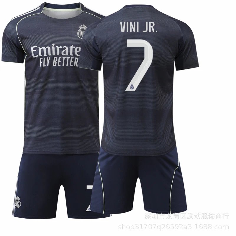 Real Madrid black football jersey in retro sports style - Image 23