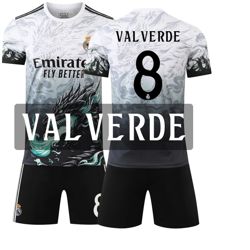 Real Madrid black football jersey in retro sports style - Image 24