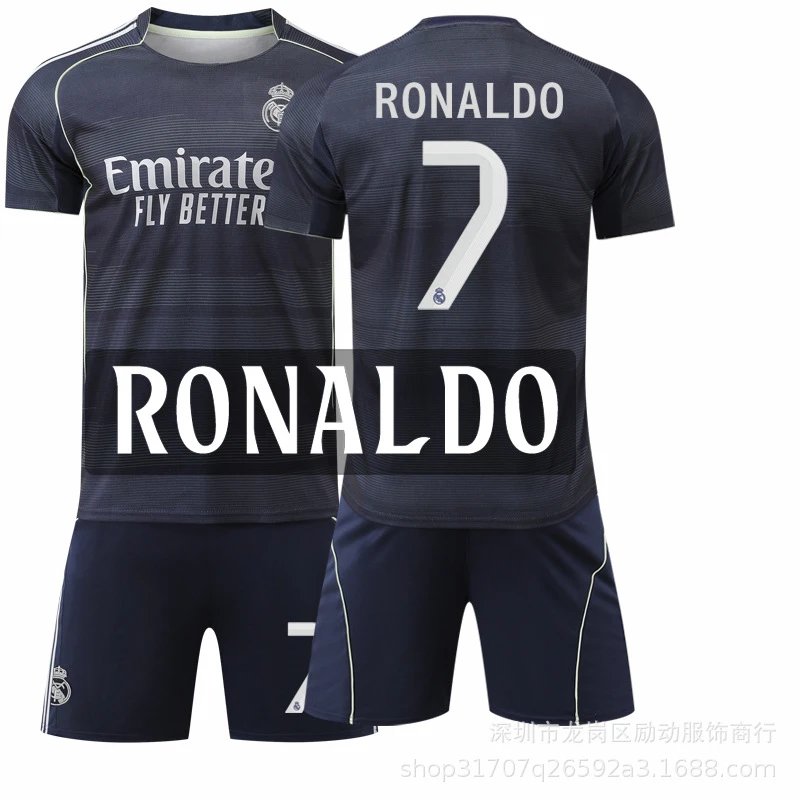 Real Madrid black football jersey in retro sports style - Image 24
