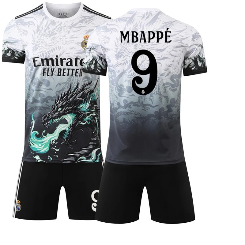 Real Madrid black football jersey in retro sports style - Image 25