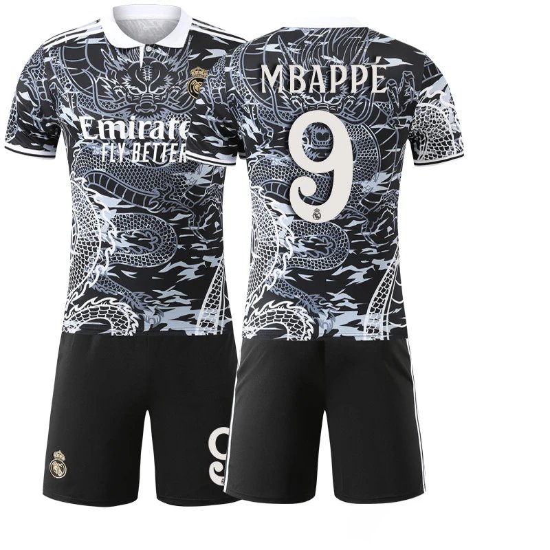 Real Madrid black football jersey in retro sports style - Image 26
