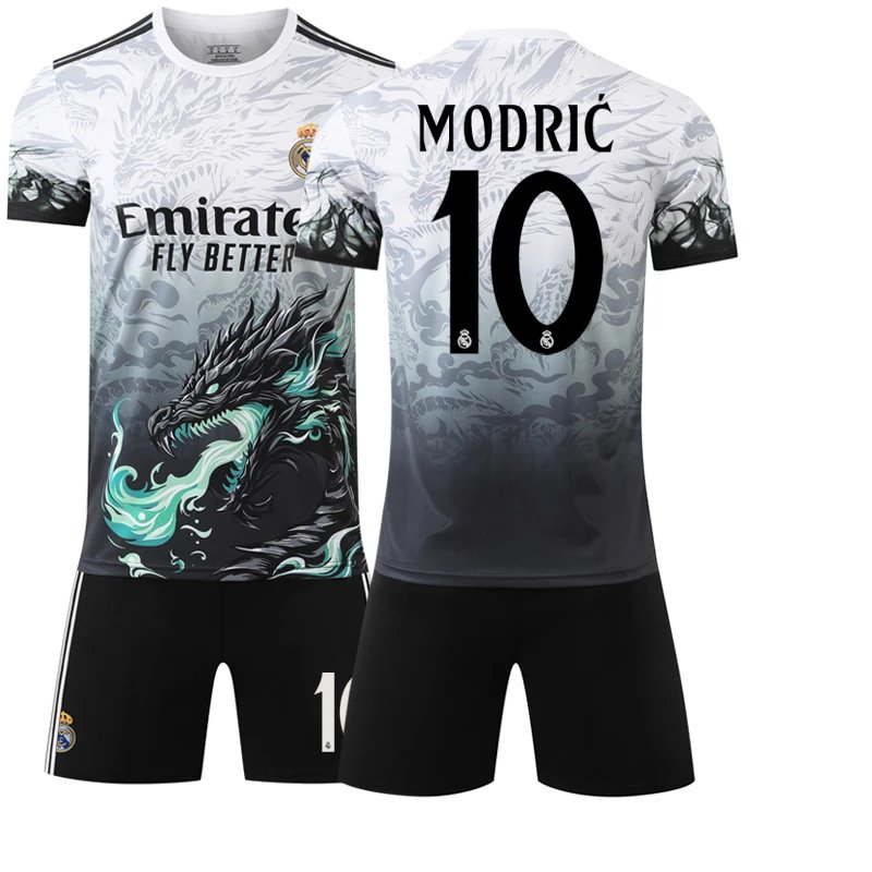 Real Madrid black football jersey in retro sports style - Image 26