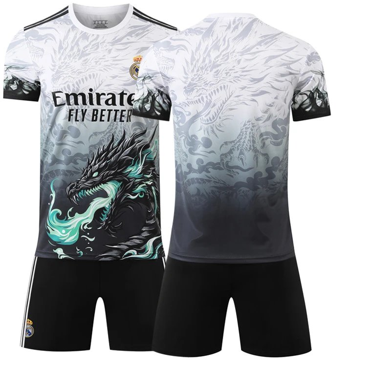 Real Madrid black football jersey in retro sports style - Image 28