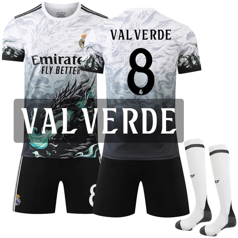 Real Madrid black football jersey in retro sports style - Image 6