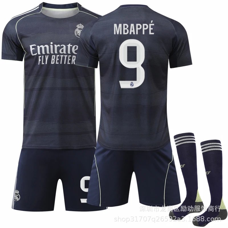 Real Madrid black football jersey in retro sports style - Image 8