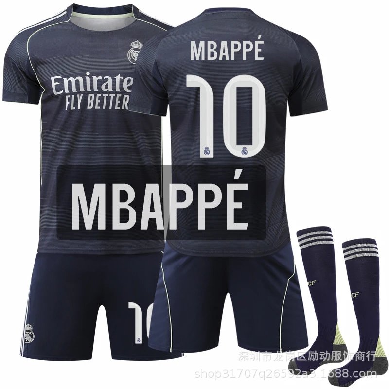 Real Madrid black football jersey in retro sports style - Image 9