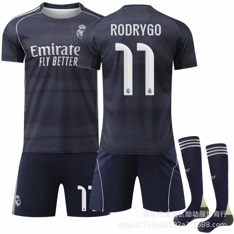 Real Madrid black football jersey in retro sports style - Image 10