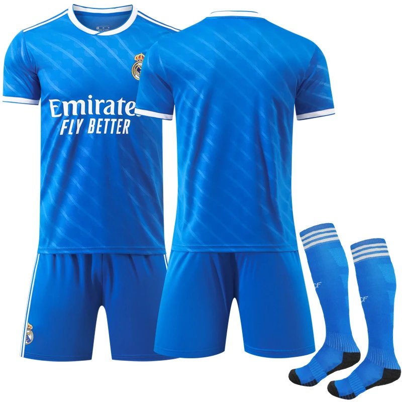 Real Madrid blue football jersey in retro sports style - Image 11