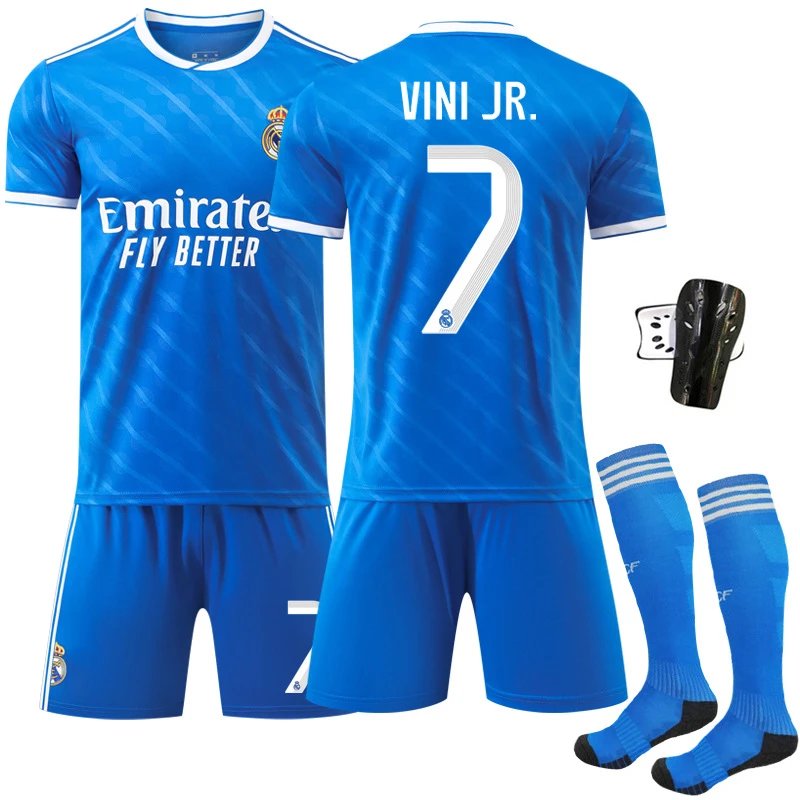 Real Madrid blue football jersey in retro sports style - Image 14