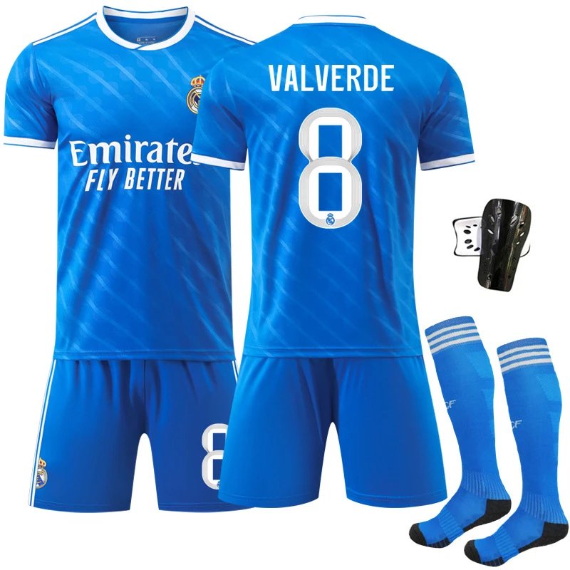 Real Madrid blue football jersey in retro sports style - Image 16