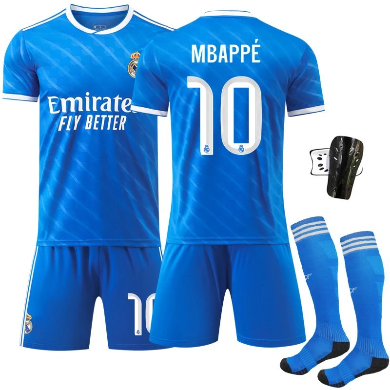 Real Madrid blue football jersey in retro sports style - Image 17