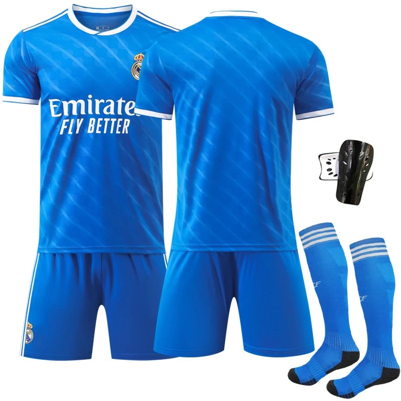 Real Madrid blue football jersey in retro sports style - Image 20