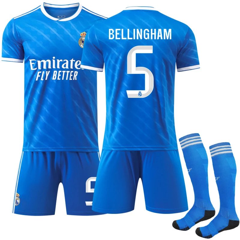 Real Madrid blue football jersey in retro sports style - Image 3