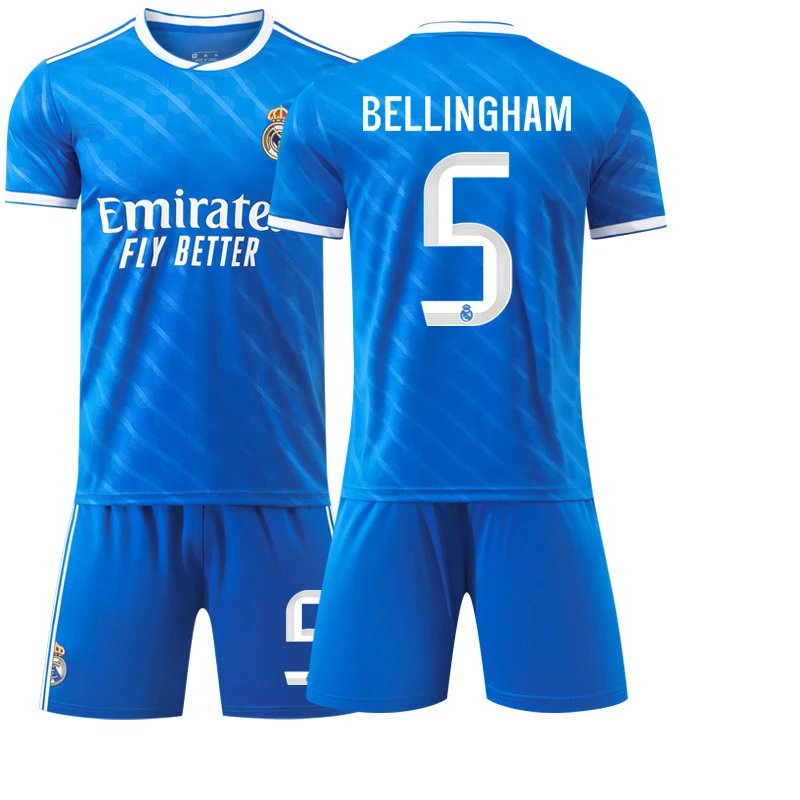 Real Madrid blue football jersey in retro sports style - Image 21