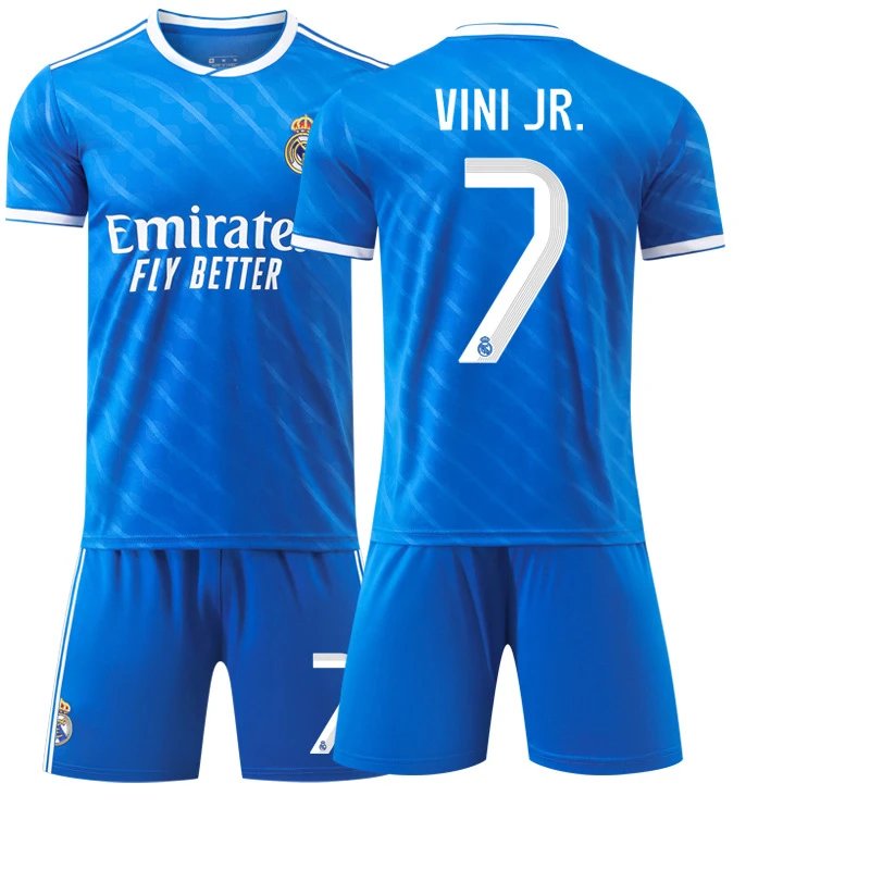 Real Madrid blue football jersey in retro sports style - Image 23