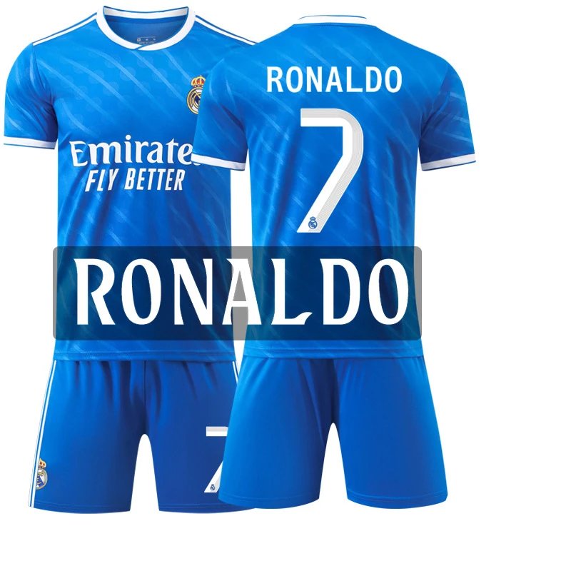Real Madrid blue football jersey in retro sports style - Image 24