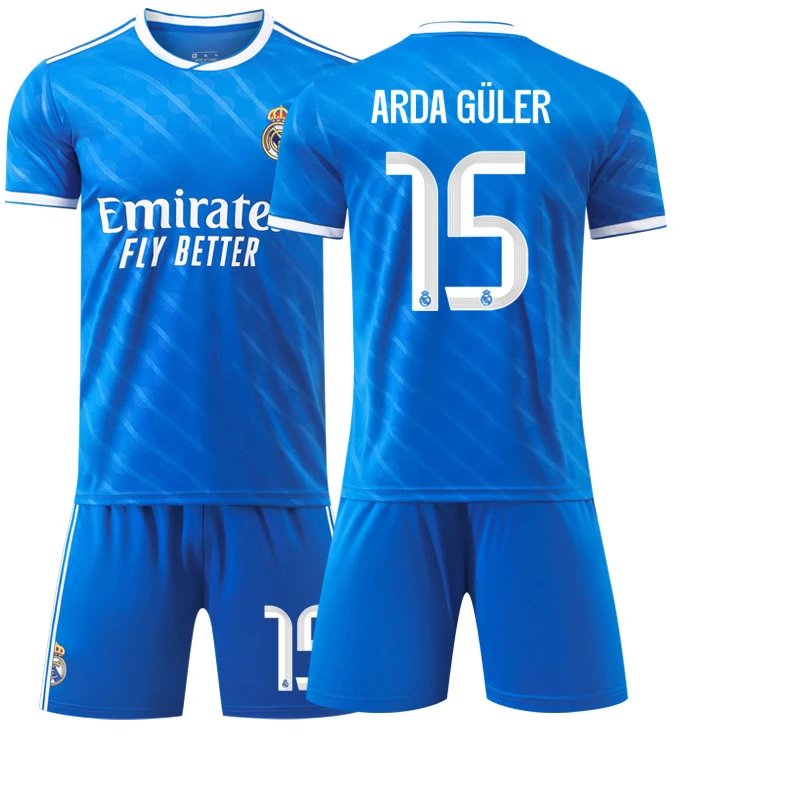 Real Madrid blue football jersey in retro sports style - Image 28