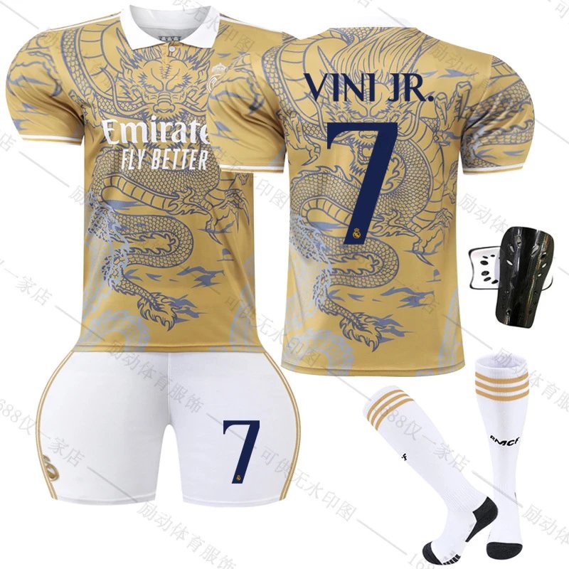 Real Madrid gold football jersey in retro sports style - Image 11