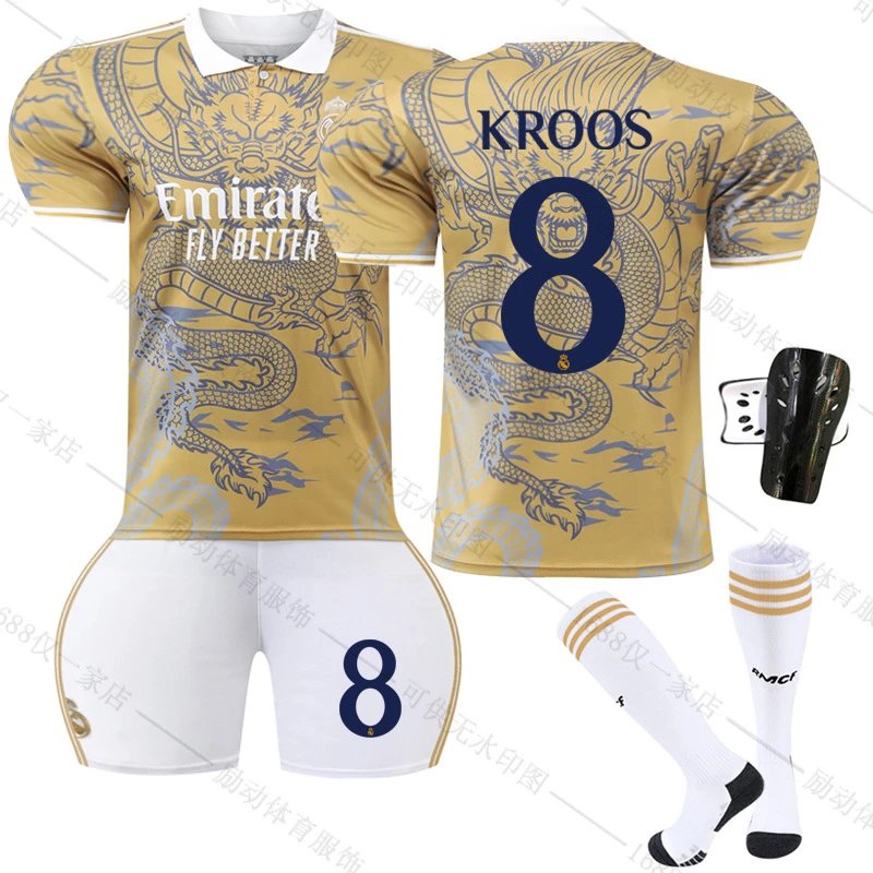 Real Madrid gold football jersey in retro sports style - Image 13