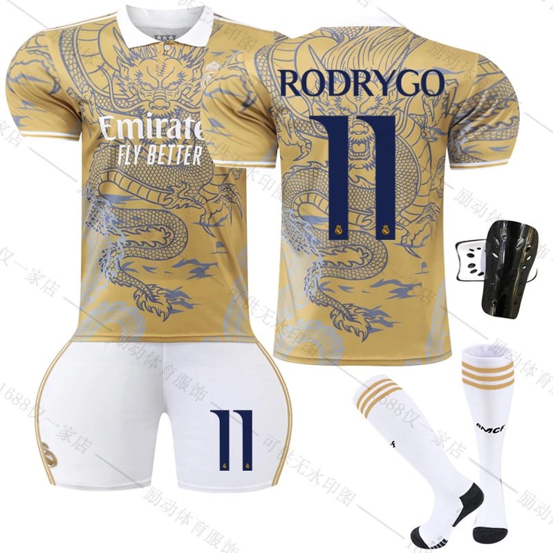 Real Madrid gold football jersey in retro sports style - Image 16