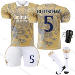 Real Madrid football jersey gold