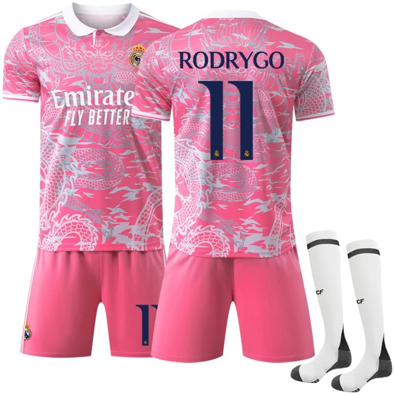Real Madrid pink football jersey in retro sports style - Image 7