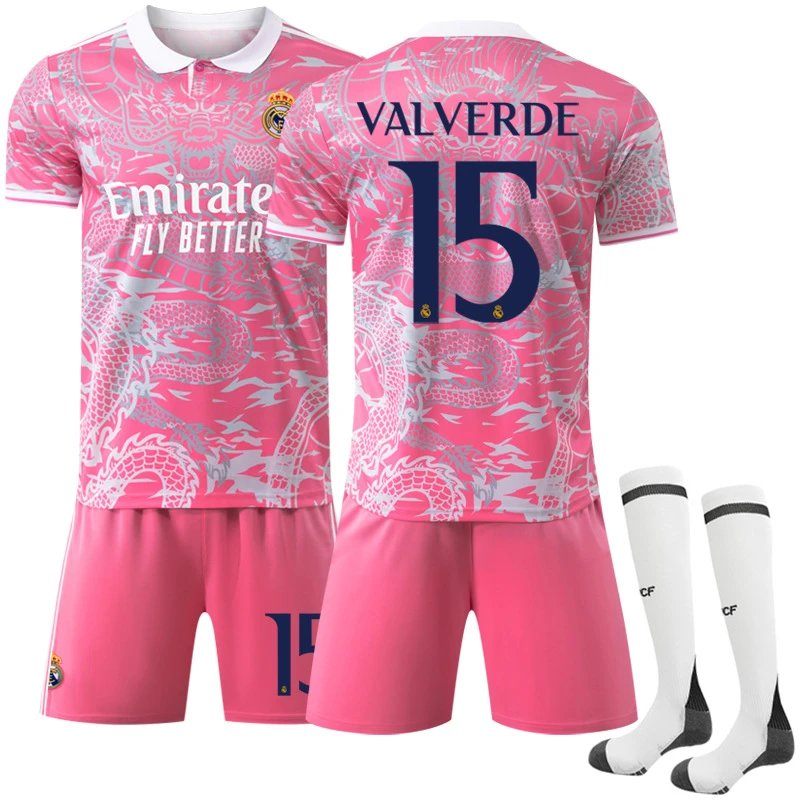Real Madrid pink football jersey in retro sports style - Image 9