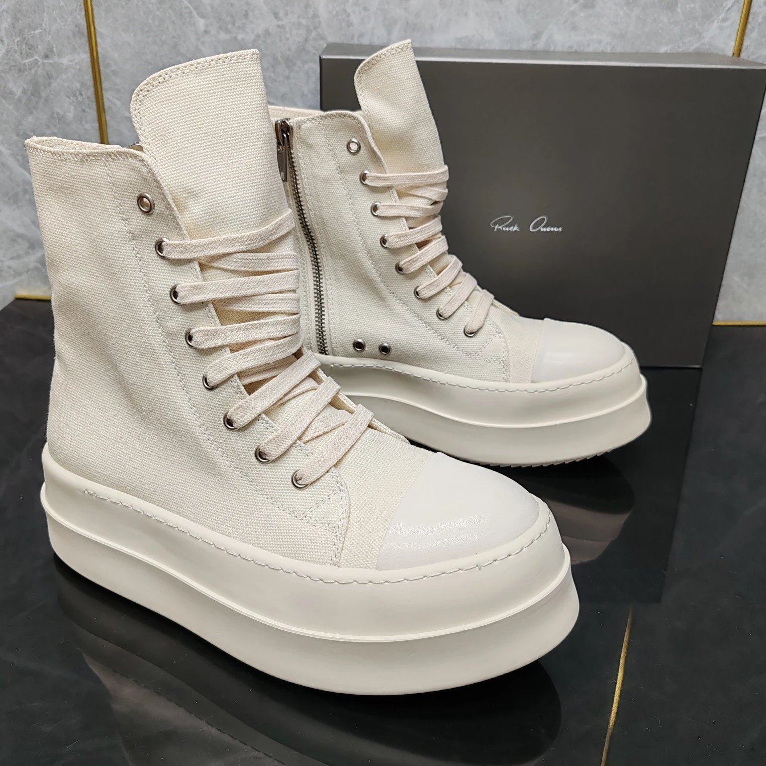 Rick Owens high-top sneakers white