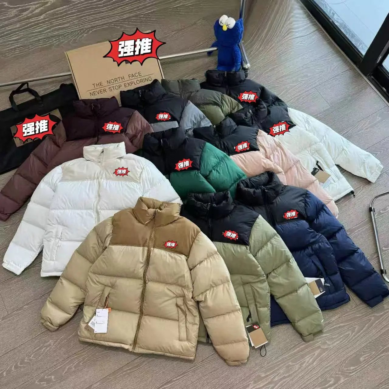 The North Face check puffer jacket