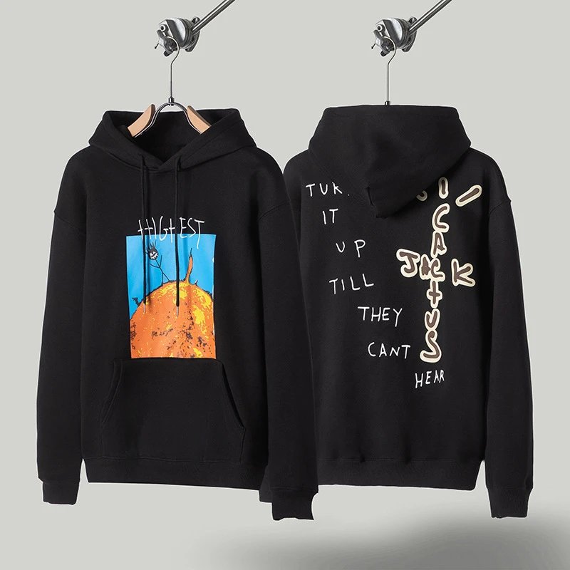 Travis Scott black hoodie in relaxed streetwear style - Image 7